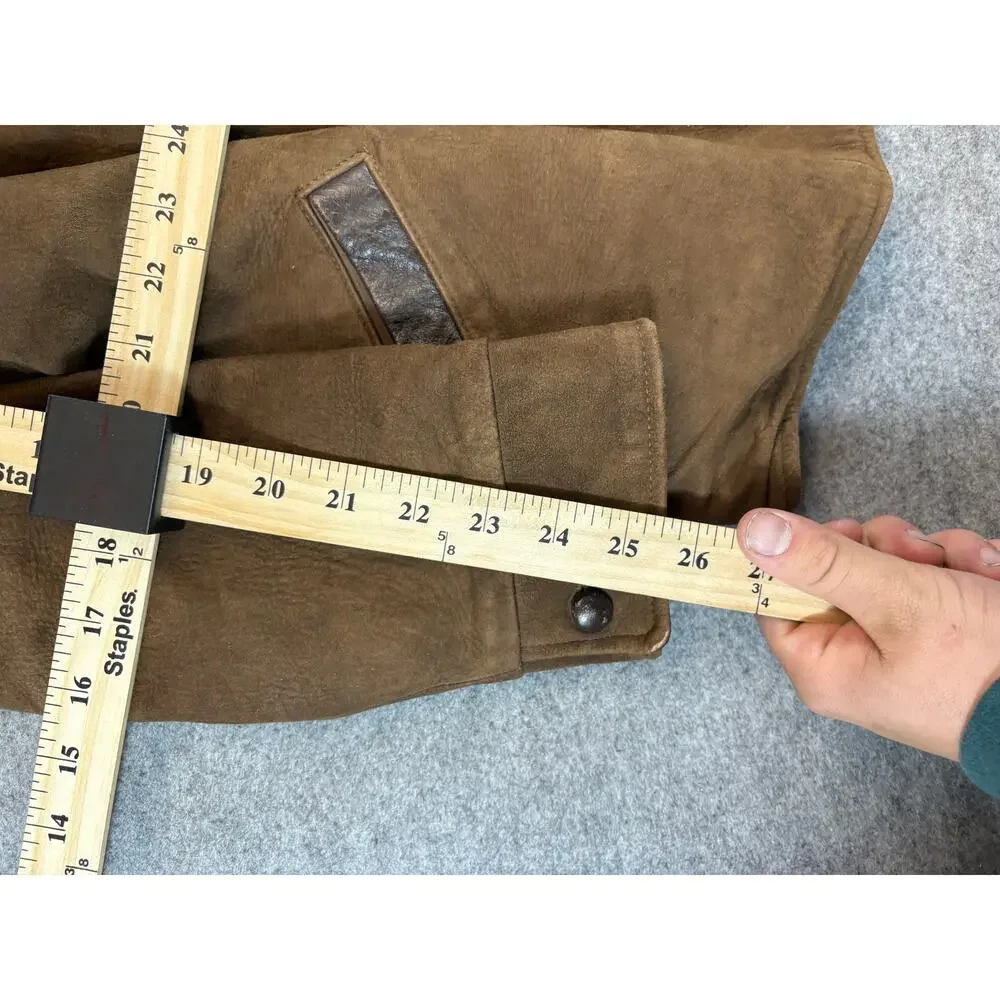 VTG 50s Carmens Leather Coat Jacket Womens Large Brown Lined Western Suede 1960s - Picture 6 of 9